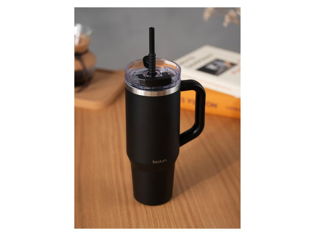 Gobelet de voyage avec anse et paille en silicone »TRAVELMUG«