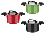 Casserole basse consommation GSW, couvercle en verre avec soupape à vapeur, en aluminium, revêtement anti-adhésif