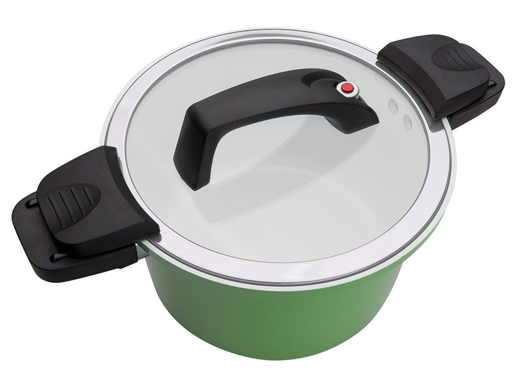 Casserole basse consommation GSW, couvercle en verre avec soupape à vapeur, en aluminium, revêtement anti-adhésif