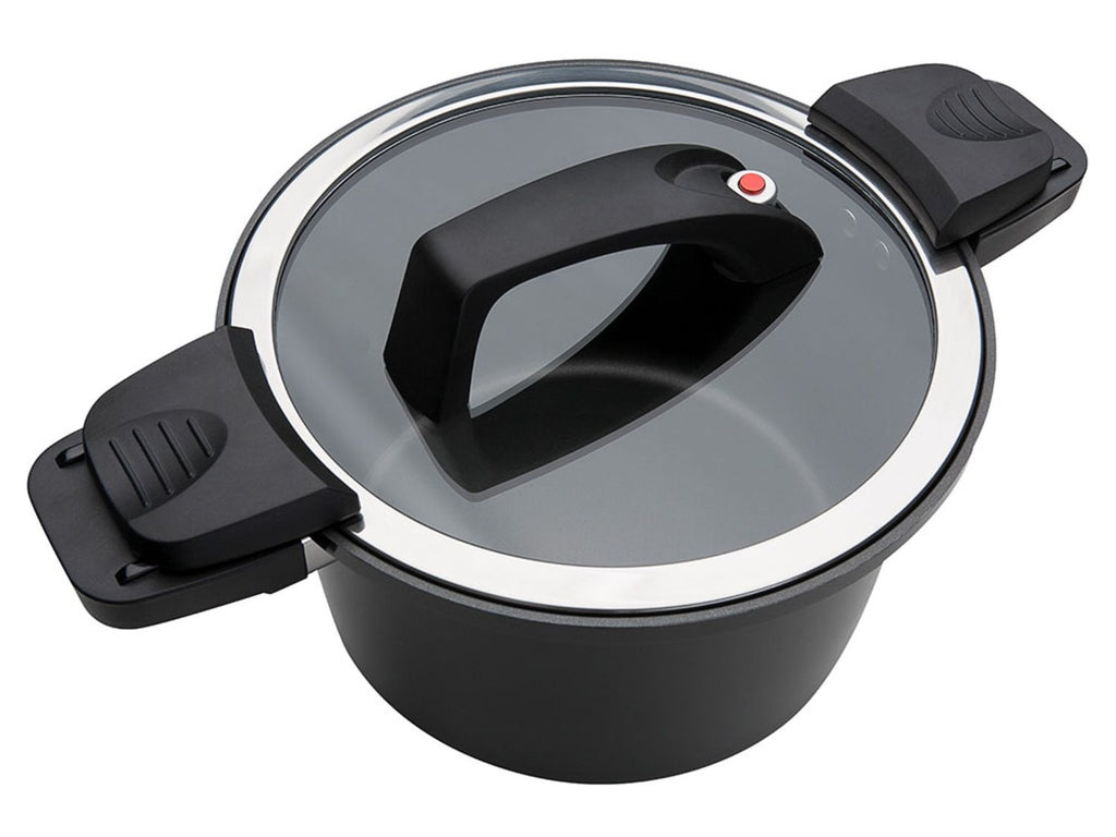 Casserole basse consommation GSW, couvercle en verre avec soupape à vapeur, en aluminium, revêtement anti-adhésif