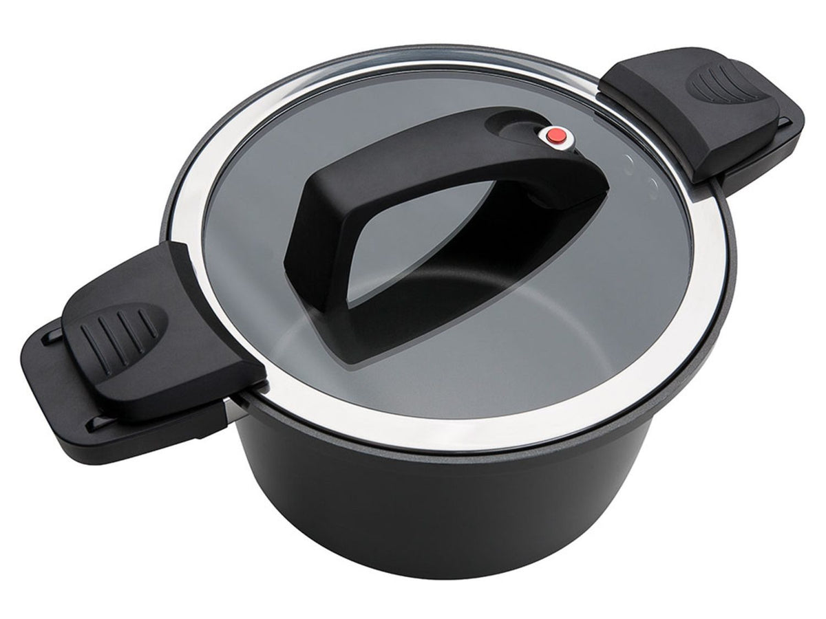 Casserole basse consommation GSW, couvercle en verre avec soupape à vapeur, en aluminium, revêtement anti-adhésif