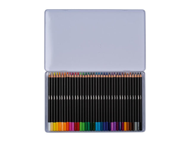 Crayons de couleur artistiques \ Crayons de couleur aquarellables, en étui métallique