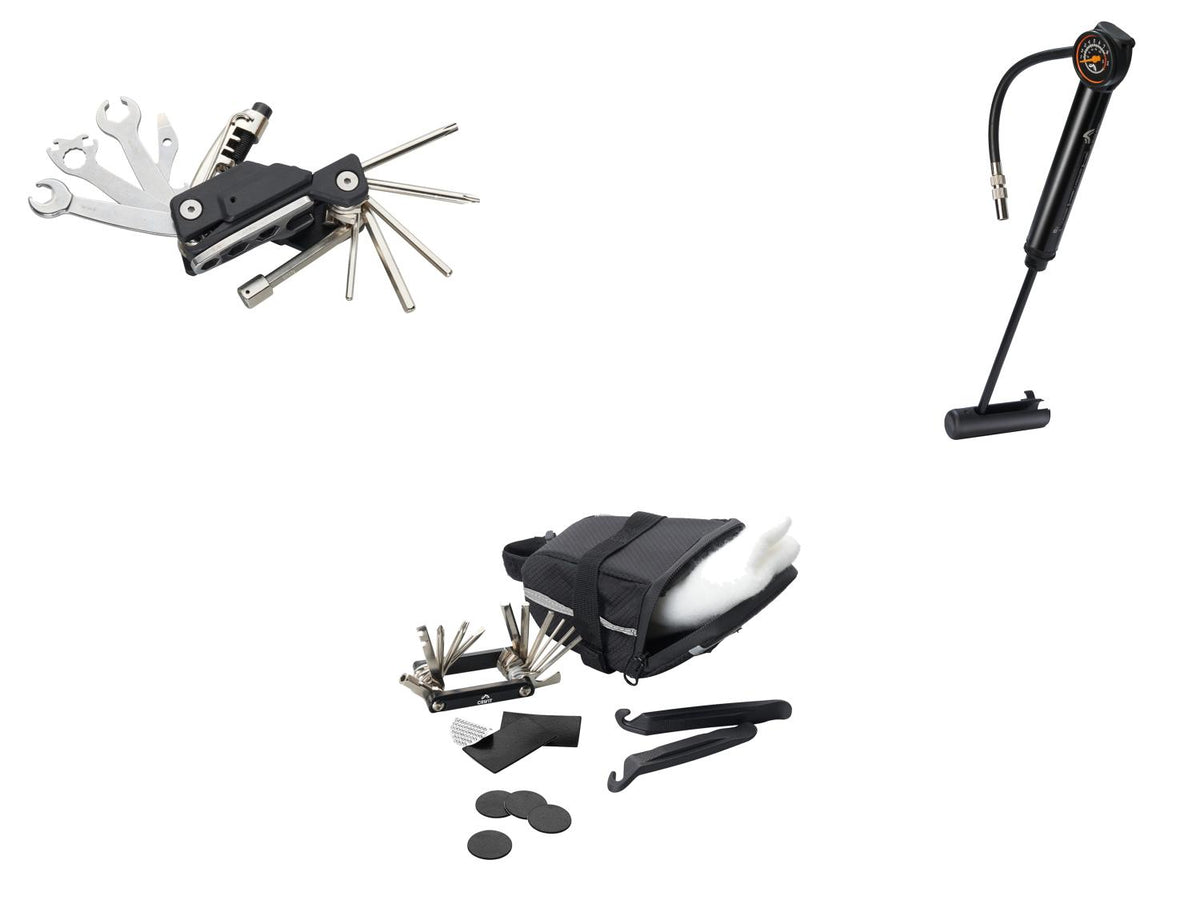 Outil multifonction pour vélo, sacoche de selle avec outils ou mini-pompe à manomètre