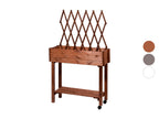 dobar Jardinière surélevée à roulettes avec treillis, L 79 x l 28,5 x H130 cm