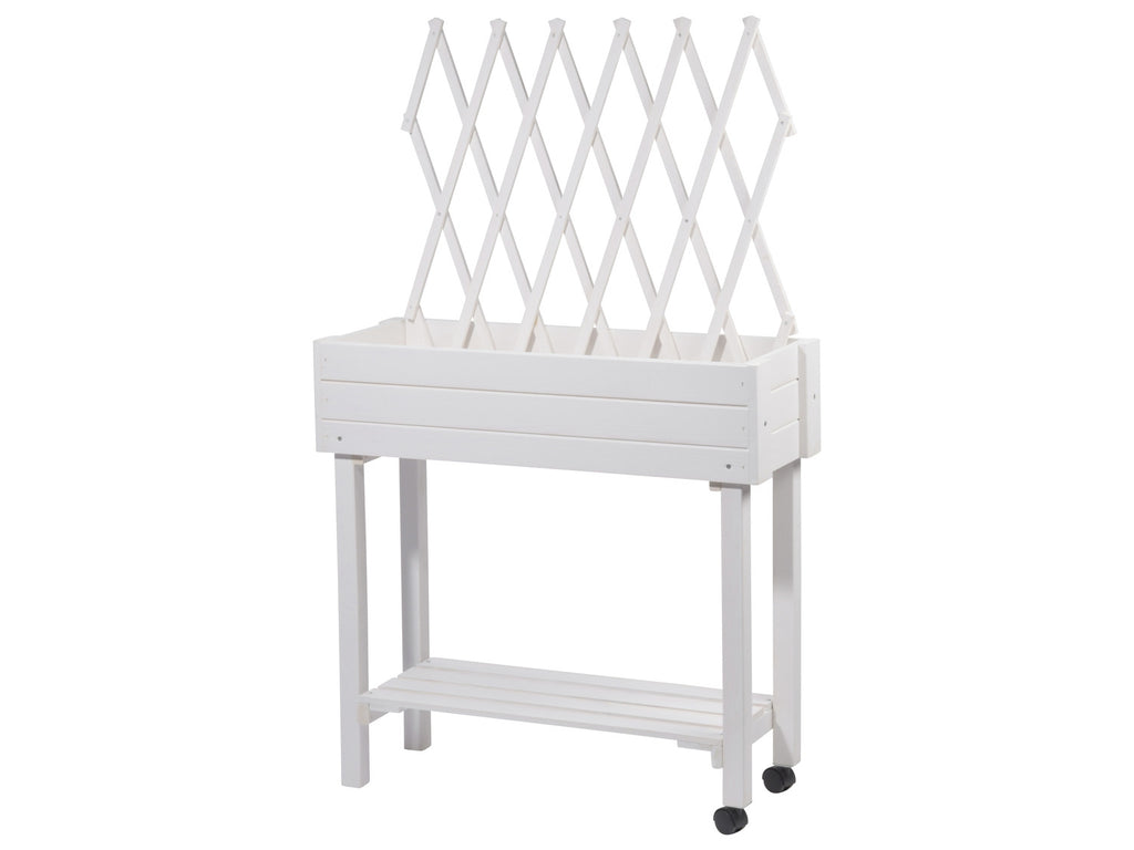 dobar Jardinière surélevée à roulettes avec treillis, L 79 x l 28,5 x H130 cm