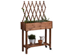 dobar Jardinière surélevée à roulettes avec treillis, L 79 x l 28,5 x H130 cm