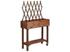dobar Jardinière surélevée à roulettes avec treillis, L 79 x l 28,5 x H130 cm