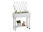 dobar Jardinière surélevée à roulettes avec treillis, L 79 x l 28,5 x H130 cm