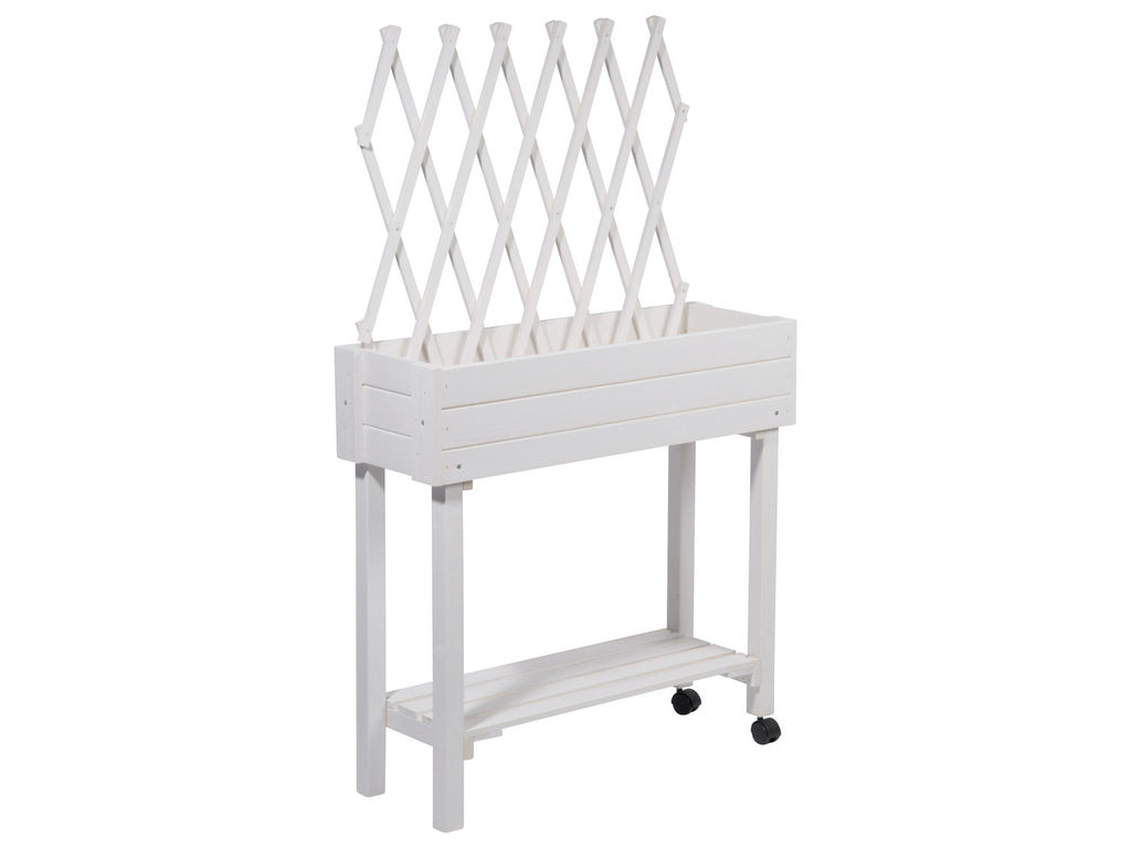dobar Jardinière surélevée à roulettes avec treillis, L 79 x l 28,5 x H130 cm