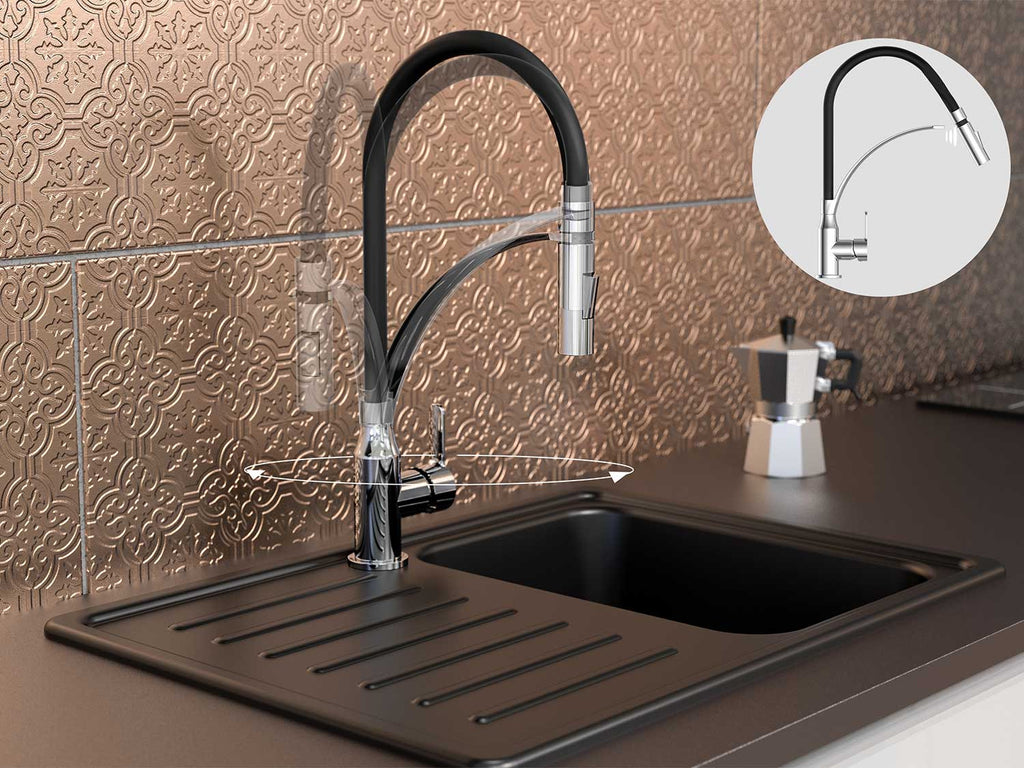 Robinet d'évier cuisine avec douche à vaisselle et tuyau interchangeable