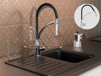 Robinet d'évier cuisine avec douche à vaisselle et tuyau interchangeable