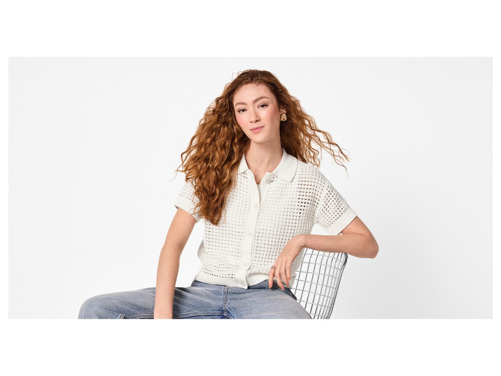 Cardigan en maille ajourée femme