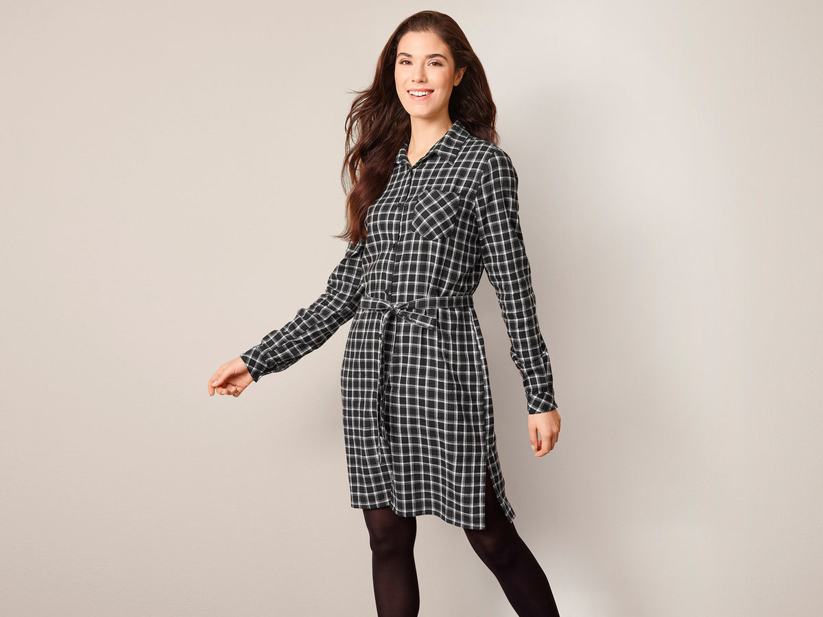 Chemise longue en flanelle femme
