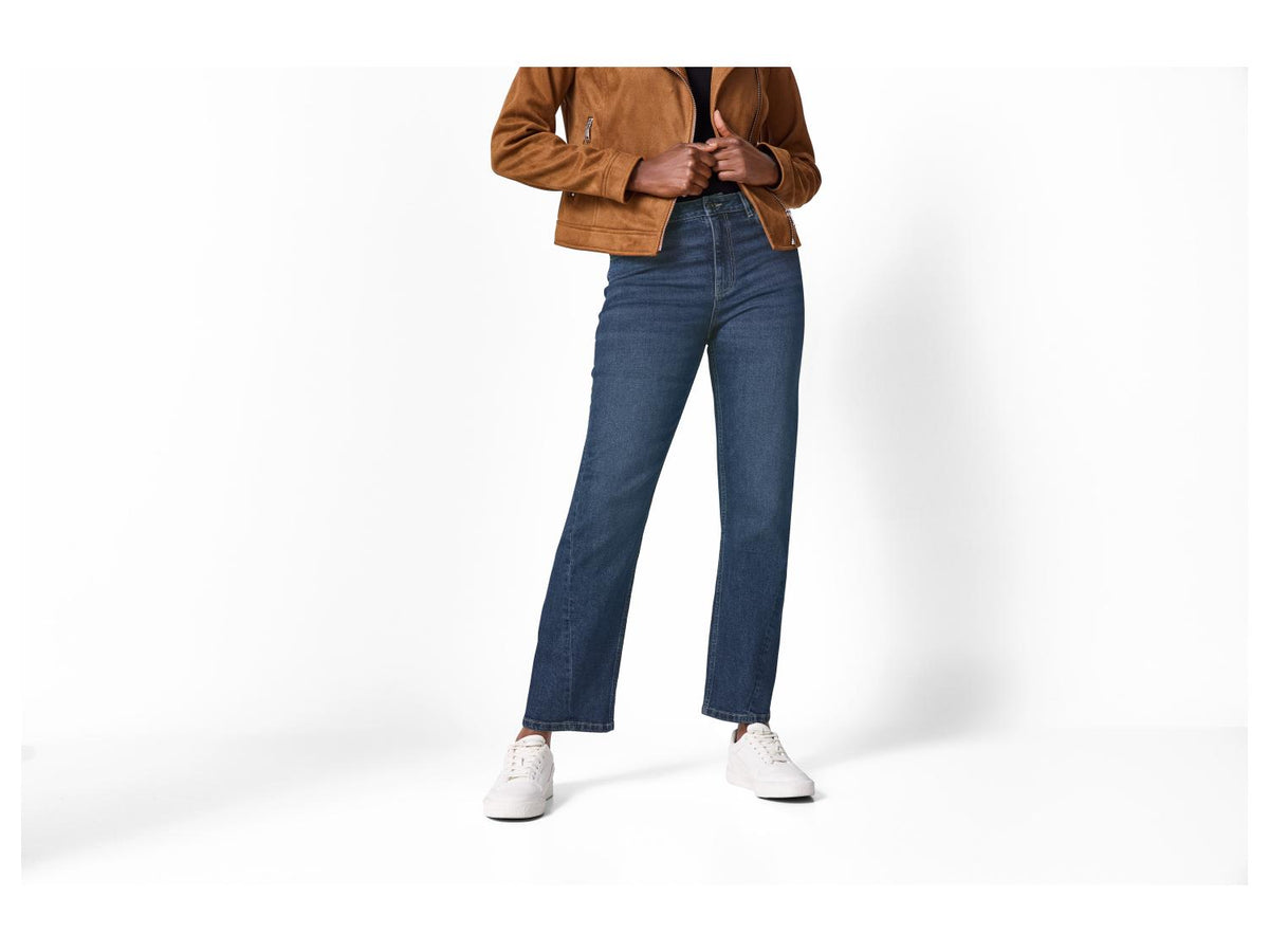 Jean femme, coupe droite, taille haute