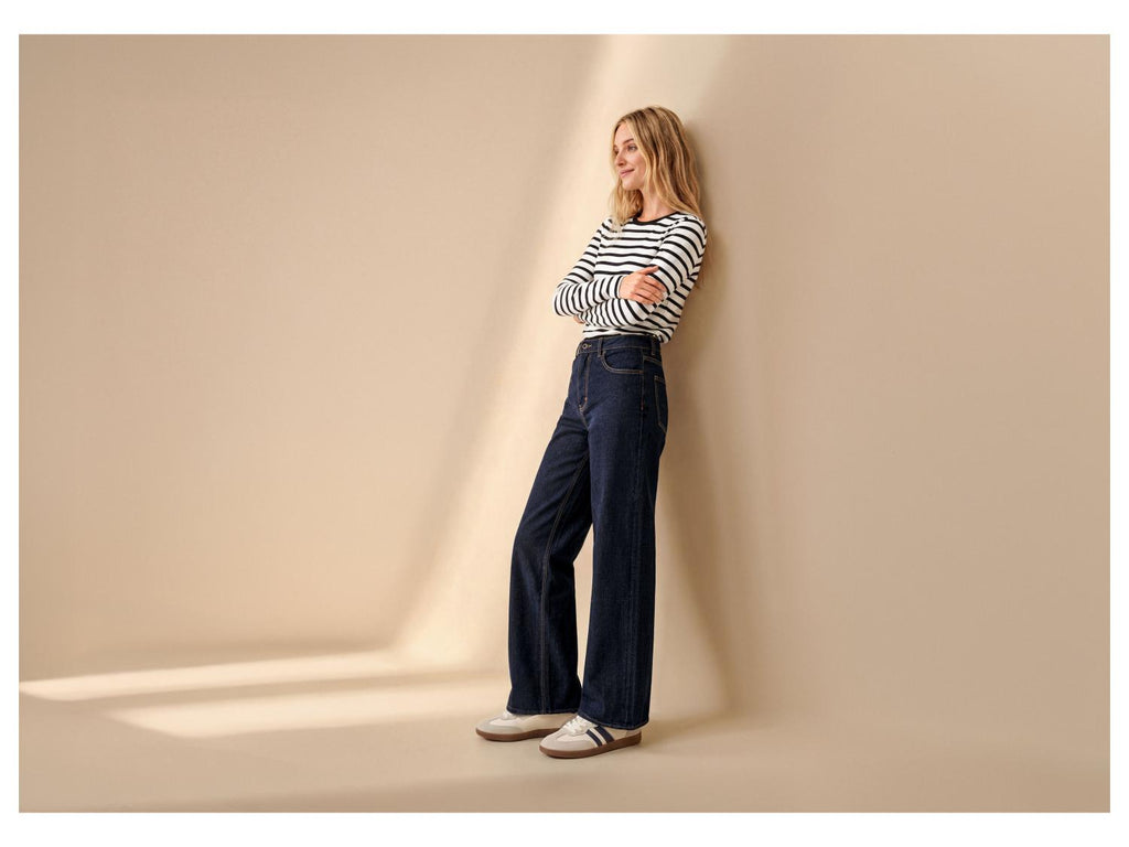 Jean large taille haute femme