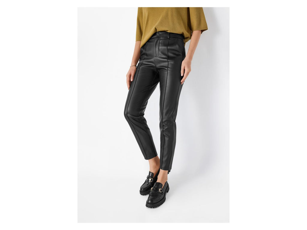 Pantalon en similicuir taille haute femme