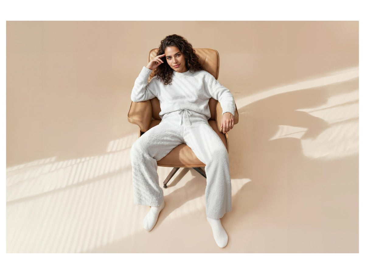 Pantalon large en peluche femme