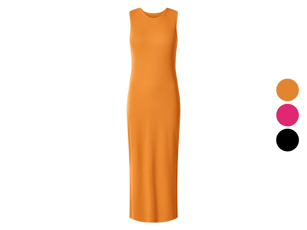 Robe mi-longue côtelée femme