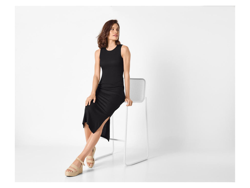 Robe mi-longue côtelée femme
