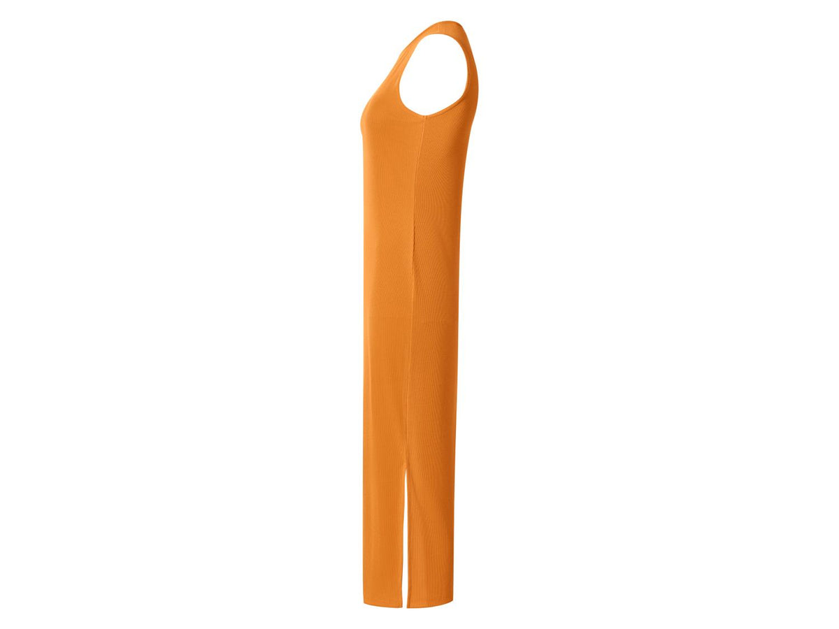 Robe mi-longue côtelée femme