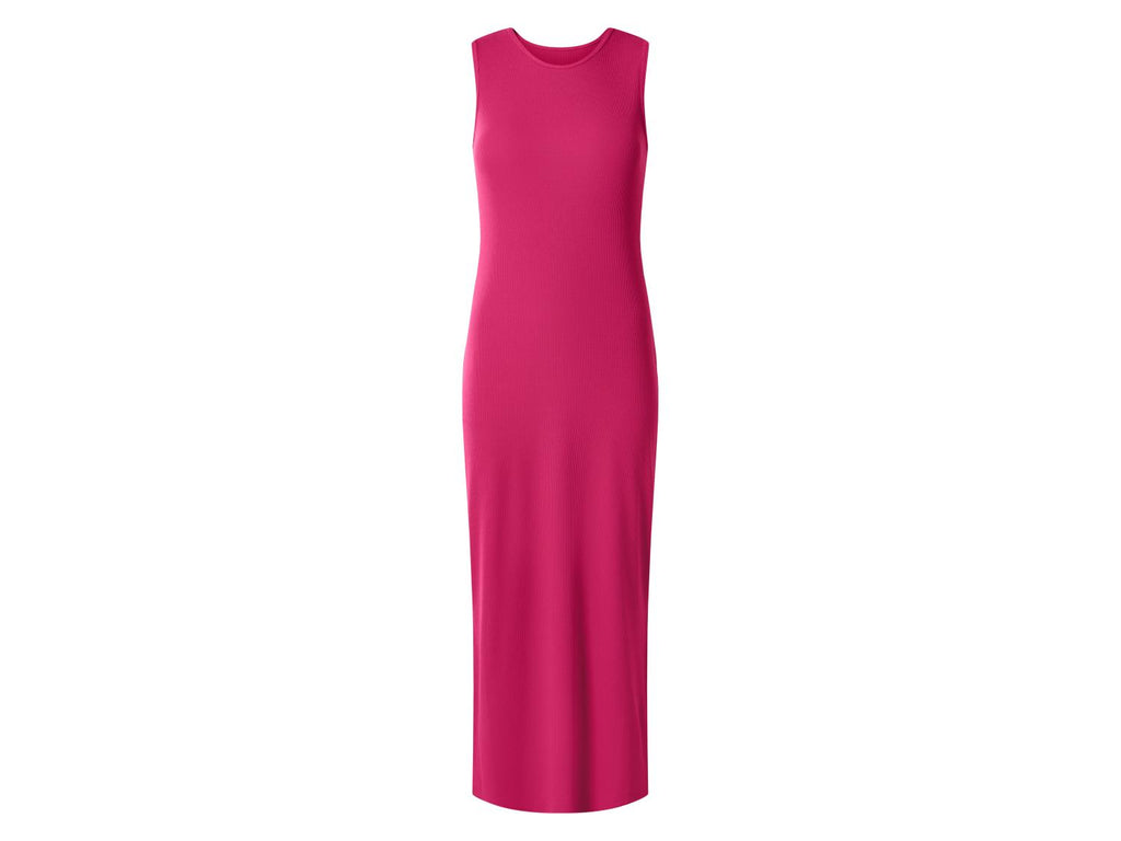 Robe mi-longue côtelée femme
