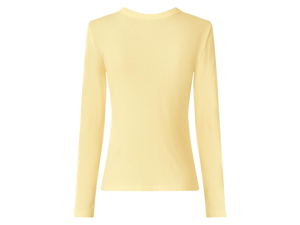 T-shirt côtelé à manches longues femme