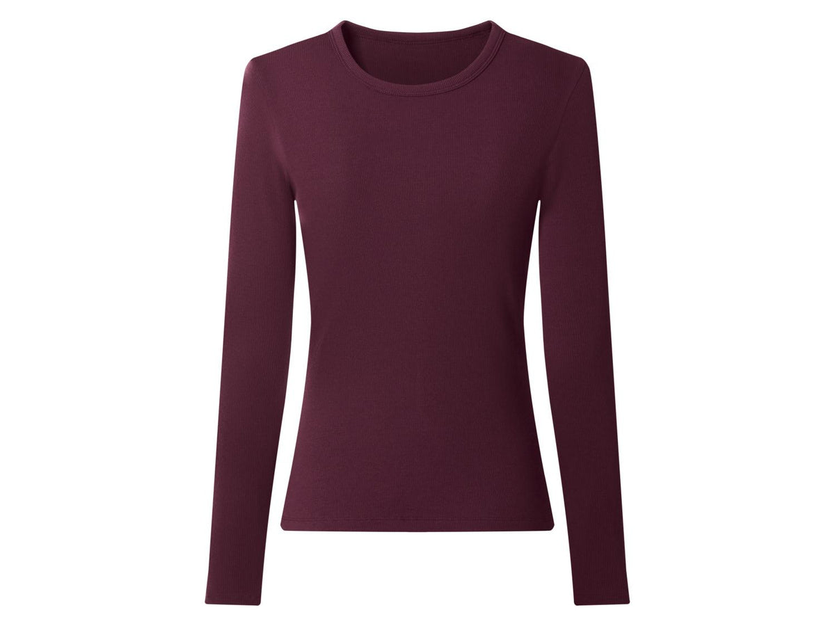 T-shirt côtelé à manches longues femme