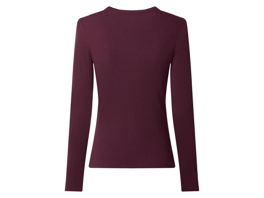 T-shirt côtelé à manches longues femme