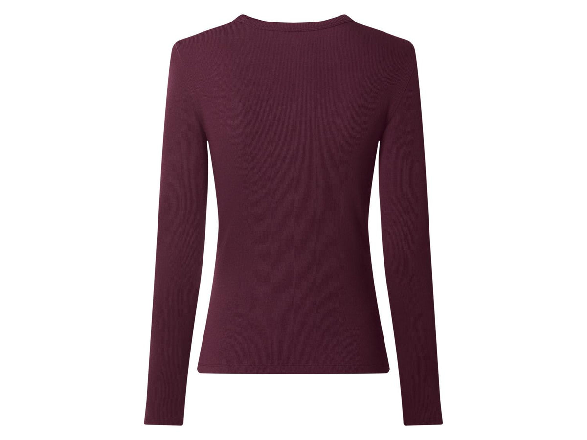 T-shirt côtelé à manches longues femme