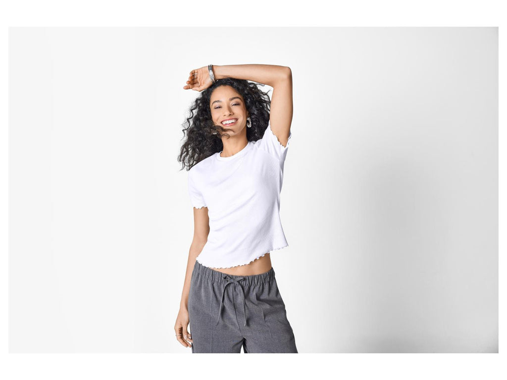 T-shirt côtelé femme