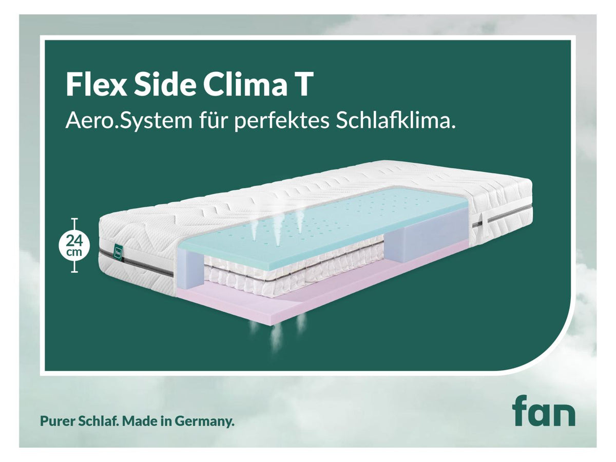 Matelas à ressorts ensachés Flex Side Clima T, 7 zones, H2/H3