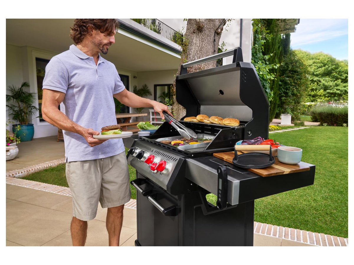 Poêle à griller + plat de service / presse à burger lisse / presse à burger rainurée