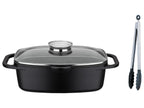 GSW Sauteuse universelle Gourmet Granit 33 x 21 cm avec pince à servir de 30 cm
