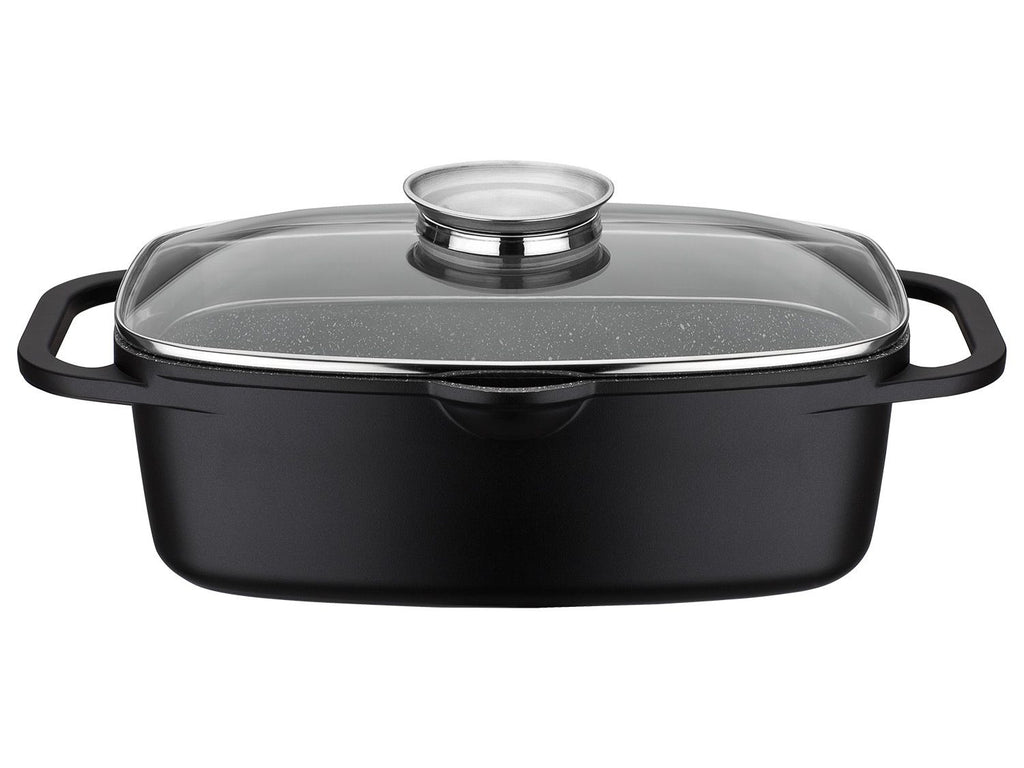 GSW Sauteuse universelle Gourmet Granit 33 x 21 cm avec pince à servir de 30 cm