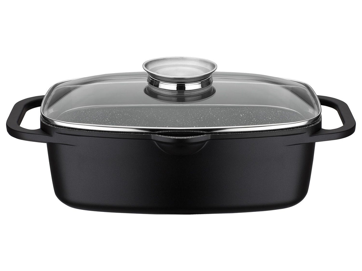 GSW Sauteuse universelle Gourmet Granit 33 x 21 cm avec pince à servir de 30 cm