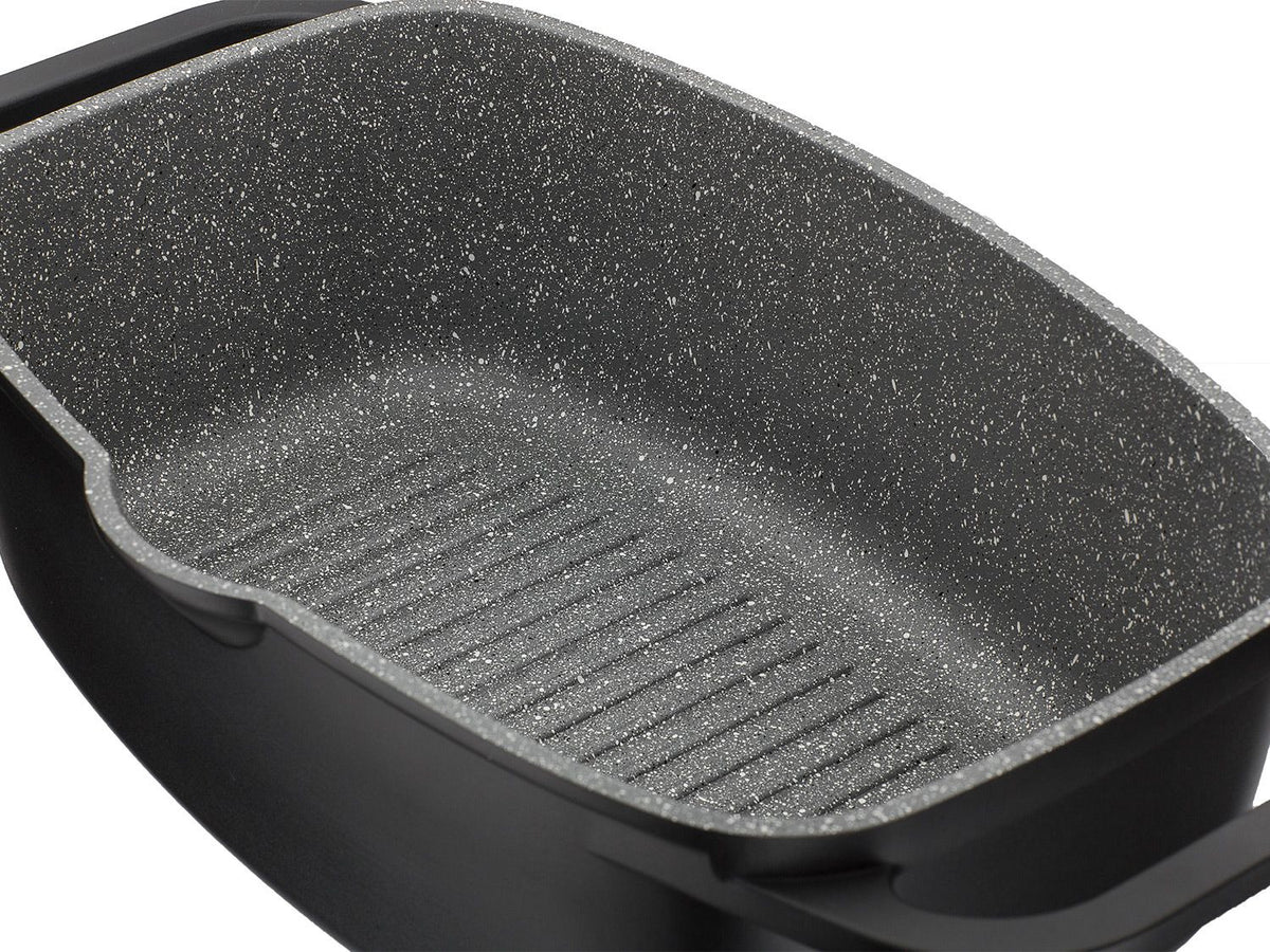 GSW Sauteuse universelle Gourmet Granit 33 x 21 cm avec pince à servir de 30 cm