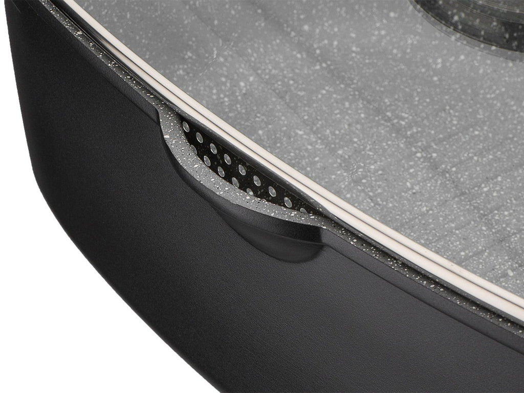 GSW Sauteuse universelle Gourmet Granit 33 x 21 cm avec pince à servir de 30 cm