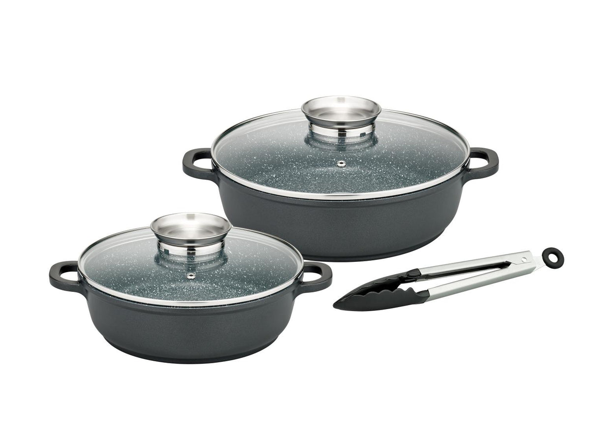 Set de poêles en fonte d'aluminium avec couvercle