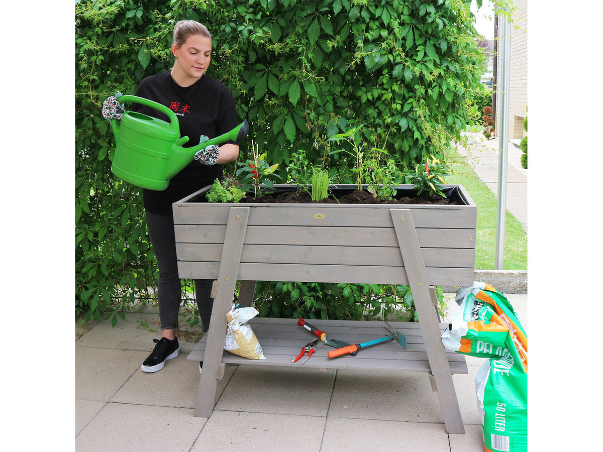 Carré potager sur pieds, 115 x 45 x 89,5 cm, gris