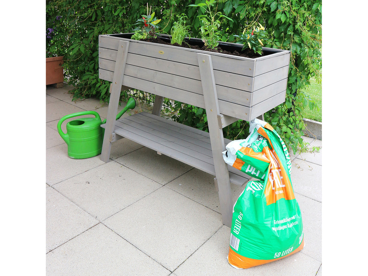 Carré potager sur pieds, 115 x 45 x 89,5 cm, gris