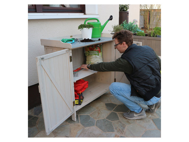 Table de jardin avec meuble bas, 98 x 48 x 95 cm
