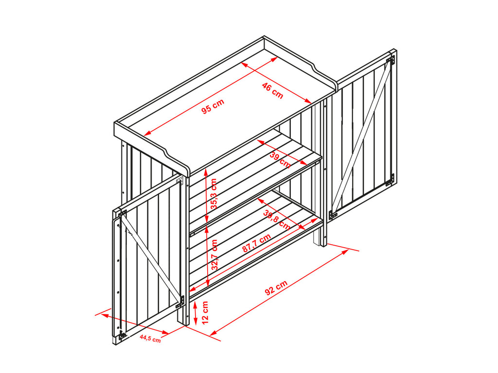 Table de jardin avec meuble bas, 98 x 48 x 95 cm