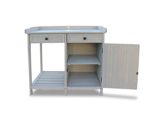 Table de rempotage avec placard, 98 x 48 x 95 cm, gris