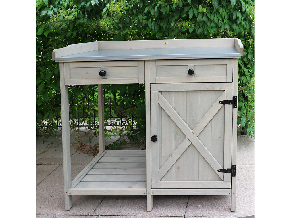 Table de rempotage avec placard, 98 x 48 x 95 cm, gris