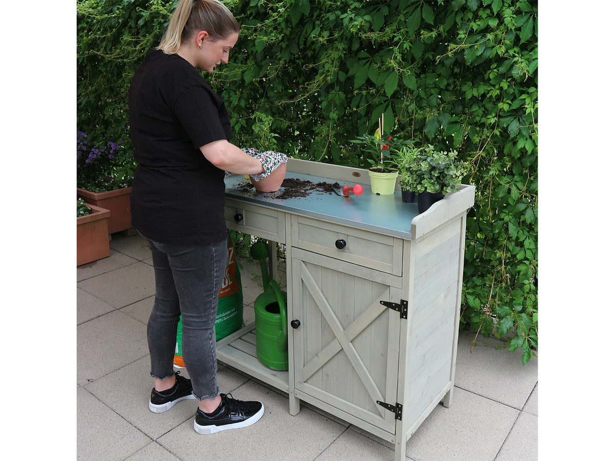 Table de rempotage avec placard, 98 x 48 x 95 cm, gris