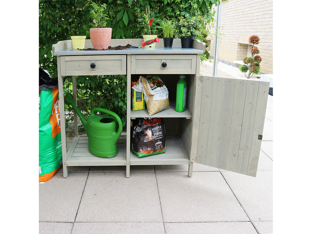 Table de rempotage avec placard, 98 x 48 x 95 cm, gris