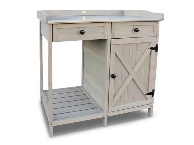 Table de rempotage avec placard, 98 x 48 x 95 cm, gris