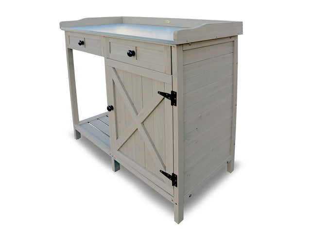 Table de rempotage avec placard, 98 x 48 x 95 cm, gris