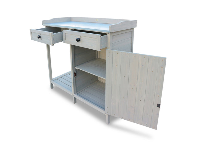 Table de rempotage avec placard, 98 x 48 x 95 cm, gris