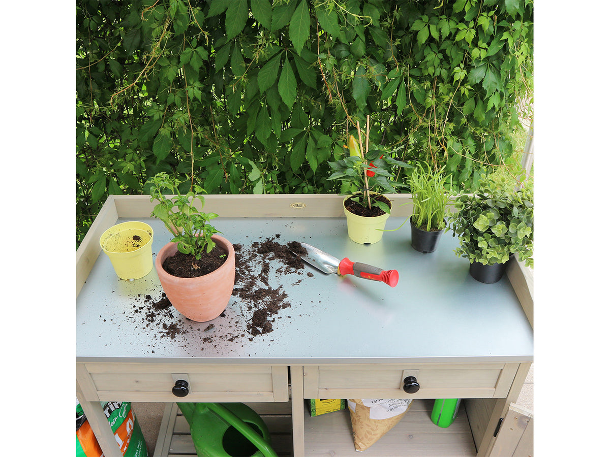 Table de rempotage avec placard, 98 x 48 x 95 cm, gris